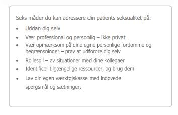 Tal om seksualitet med dine patienter