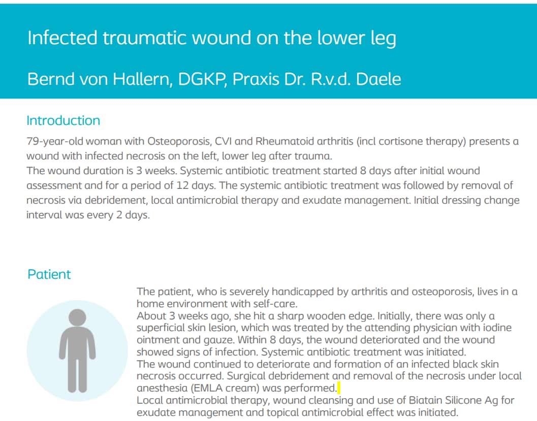 Infected traumatic wound on the lower leg