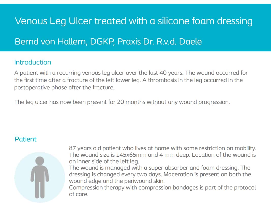 Venous Leg Ulcer treated with a silicone foam dressing